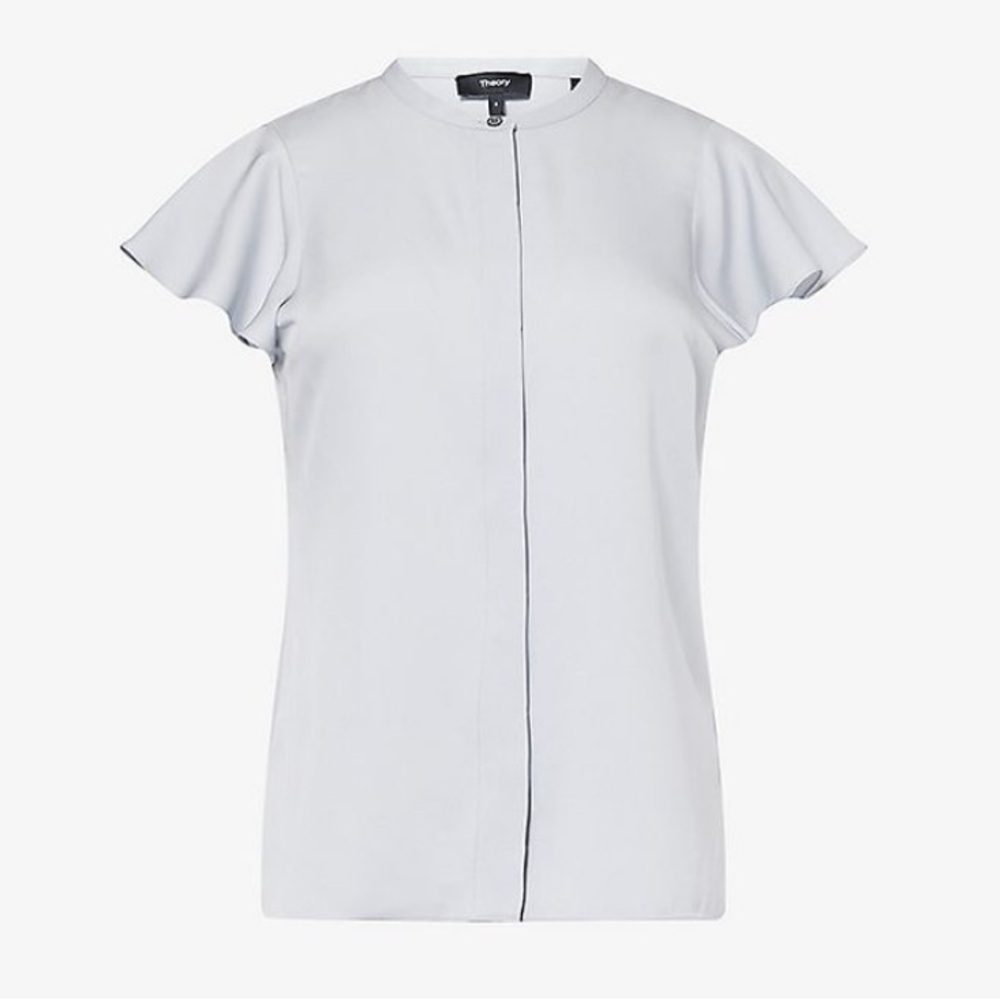 Theory Light Gray Silk Blouse